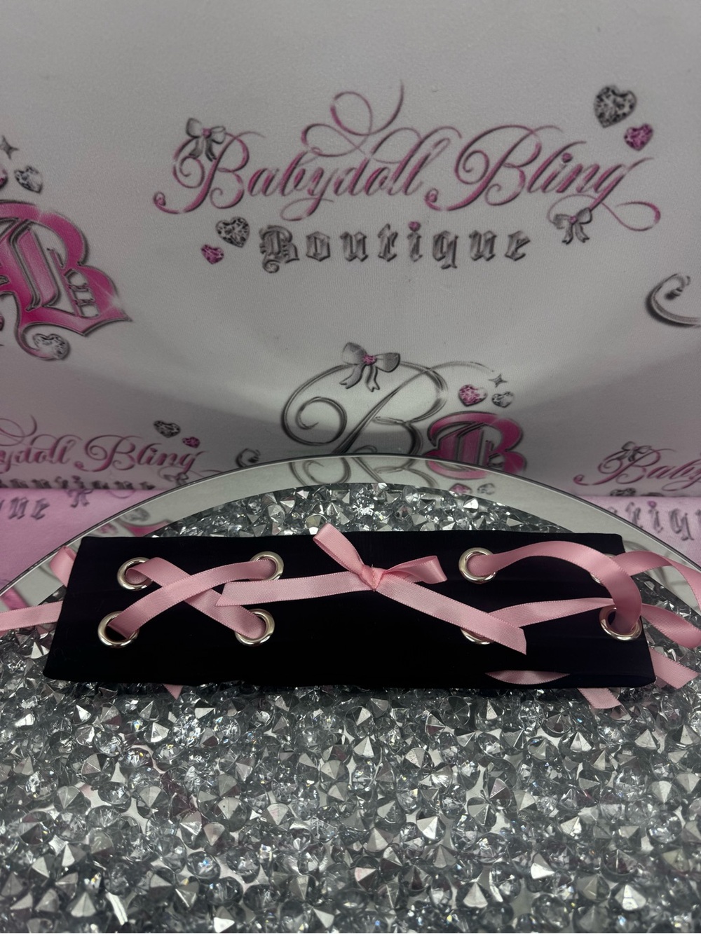 Headband ribbons bows ties black shiny Pink Satin Ribbon